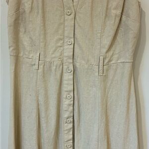 Beige Button-Down Dress